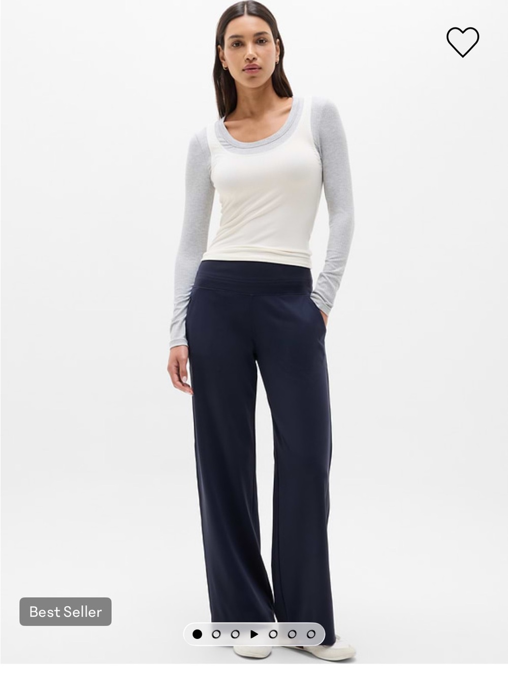 Athleta Navy Venice High Rise wide leg pant - medium petite
